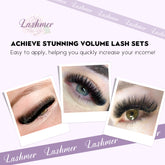 XL tray-Short Stem Premade Fans | Lashmer | C, D Curl--10D - 20 Lines - 480 Fans, Ultra Black - Lashmer